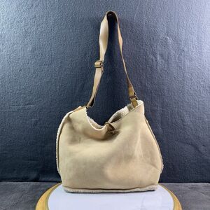 Vtg Gap Suede Leather Shearling Purse  Bag Tote Toggle Clasp Boho Western Y2K